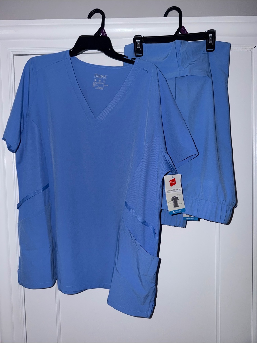 Hanes Scrub Jogger Set Size 2X Ceil Blue